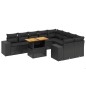 vidaXL Set de sofás de jardín 10 pzas cojines ratán sintético negro vidaXL Set de sofás de jardín 10 pzas cojines ratán sintético negro