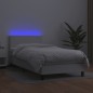 vidaXL Cama box spring y colchón LED cuero sintético blanco 80x200 cm