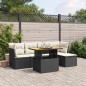 vidaXL Set de sofás de jardín 6 piezas y cojines ratán sintético negro vidaXL Set de sofás de jardín 6 piezas y cojines ratán sintético negro