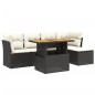 vidaXL Set de sofás de jardín 6 piezas y cojines ratán sintético negro vidaXL Set de sofás de jardín 6 piezas y cojines ratán sintético negro