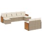 vidaXL Set de sofás de jardín 9 pzas con cojines ratán sintético beige vidaXL Set de sofás de jardín 9 pzas con cojines ratán sintético beige