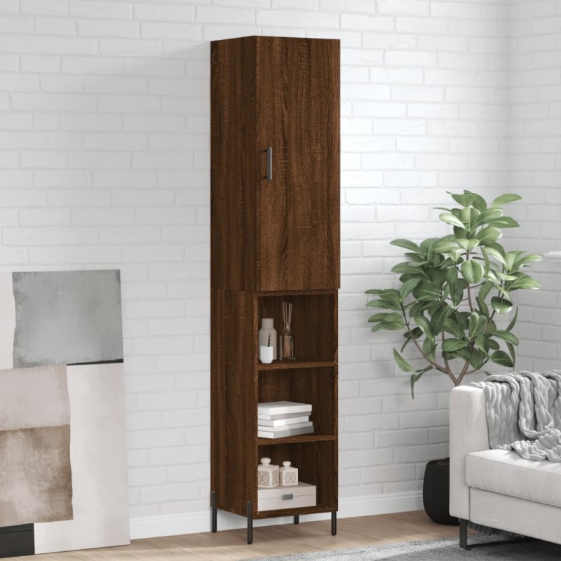vidaXL Aparador alto madera contrachapada roble marrón 34,5x34x180 cm vidaXL Aparador alto madera contrachapada roble marrón 34,5x34x180 cm