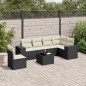 vidaXL Set de comedor de jardín 7 pzas y cojines ratán sintético negro vidaXL Set de comedor de jardín 7 pzas y cojines ratán sintético negro
