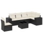 vidaXL Set de comedor de jardín 7 pzas y cojines ratán sintético negro vidaXL Set de comedor de jardín 7 pzas y cojines ratán sintético negro