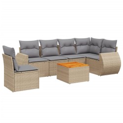 vidaXL Set sofás de jardín 7 piezas y cojines ratán sintético beige