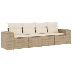 vidaXL Juego de sofás jardín con cojines 4 pzas ratán sintético beige