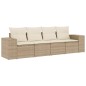 vidaXL Juego de sofás jardín con cojines 4 pzas ratán sintético beige vidaXL Juego de sofás jardín con cojines 4 pzas ratán sintético beige