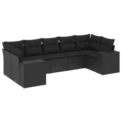 vidaXL Set de comedor de jardín 7 pzas y cojines ratán sintético negro