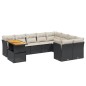 vidaXL Set de sofás de jardín 10 pzas cojines ratán sintético negro vidaXL Set de sofás de jardín 10 pzas cojines ratán sintético negro