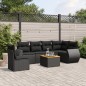 vidaXL Set de comedor de jardín 7 pzas y cojines ratán sintético negro vidaXL Set de comedor de jardín 7 pzas y cojines ratán sintético negro