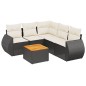 vidaXL Set de sofás de jardín 6 piezas y cojines ratán sintético negro vidaXL Set de sofás de jardín 6 piezas y cojines ratán sintético negro