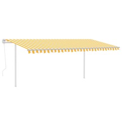 vidaXL Toldo automático LED y sensor de viento amarillo blanco 5x3 m