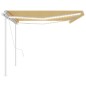 vidaXL Toldo automático LED y sensor de viento amarillo blanco 5x3 m vidaXL Toldo automático LED y sensor de viento amarillo blanco 5x3 m