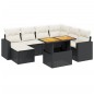 vidaXL Set de sofás de jardín 8 piezas y cojines ratán sintético negro vidaXL Set de sofás de jardín 8 piezas y cojines ratán sintético negro