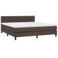 vidaXL Cama box spring colchón y LED cuero sintético marrón 160x200 cm vidaXL Cama box spring colchón y LED cuero sintético marrón 160x200 cm