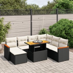 vidaXL Set de sofás de jardín 8 piezas y cojines ratán sintético negro