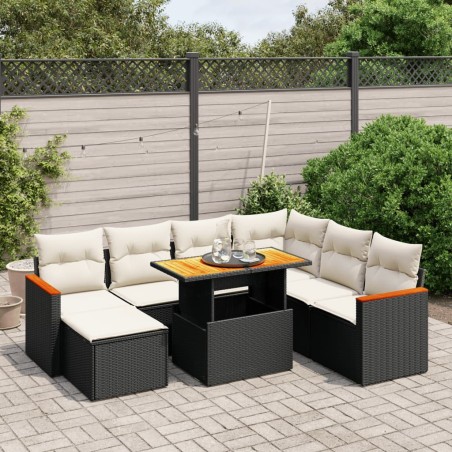 vidaXL Set de sofás de jardín 8 piezas y cojines ratán sintético negro