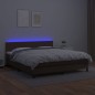 vidaXL Cama box spring colchón y LED cuero sintético marrón 160x200 cm vidaXL Cama box spring colchón y LED cuero sintético marrón 160x200 cm