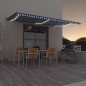 vidaXL Toldo retráctil manual con luz LED azul y blanco 600x350 cm vidaXL Toldo retráctil manual con luz LED azul y blanco 600x350 cm