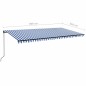 vidaXL Toldo retráctil manual con luz LED azul y blanco 600x350 cm vidaXL Toldo retráctil manual con luz LED azul y blanco 600x350 cm