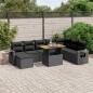 vidaXL Set de sofás de jardín 8 piezas y cojines ratán sintético negro vidaXL Set de sofás de jardín 8 piezas y cojines ratán sintético negro