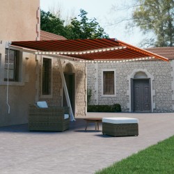 vidaXL Toldo automático LED sensor de viento naranja marrón 600x300 cm