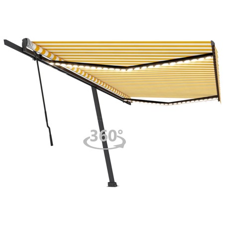 vidaXL Toldo retráctil manual con luz LED amarillo y blanco 500x350 cm
