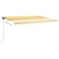 vidaXL Toldo retráctil manual con luz LED amarillo y blanco 500x350 cm vidaXL Toldo retráctil manual con luz LED amarillo y blanco 500x350 cm