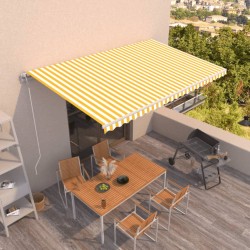 vidaXL Toldo retráctil automático amarillo y blanco 500x350 cm