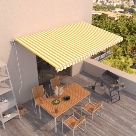 vidaXL Toldo retráctil automático amarillo y blanco 500x350 cm