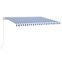 vidaXL Toldo retráctil manual con LED azul y blanco 400x300 cm