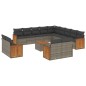 vidaXL Set de sofás de jardín 14 pzas con cojines ratán sintético gris vidaXL Set de sofás de jardín 14 pzas con cojines ratán sintético gris
