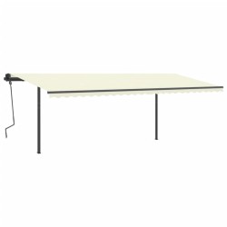 vidaXL Toldo retráctil manual con postes crema 6x3,5 m