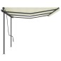 vidaXL Toldo retráctil manual con postes crema 6x3,5 m