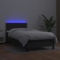 vidaXL Cama box spring y colchón LED cuero sintético negro 90x190 cm vidaXL Cama box spring y colchón LED cuero sintético negro 90x190 cm