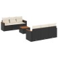 vidaXL Set de comedor de jardín 7 pzas y cojines ratán sintético negro