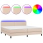 vidaXL Cama box spring colchón LED cuero sintético capuchino 200x200cm vidaXL Cama box spring colchón LED cuero sintético capuchino 200x200cm