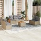 vidaXL Juego de sofás de jardín con cojines beige 8 pzas ratán PE vidaXL Juego de sofás de jardín con cojines beige 8 pzas ratán PE