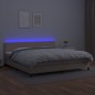 vidaXL Cama box spring colchón LED cuero sintético capuchino 200x200cm vidaXL Cama box spring colchón LED cuero sintético capuchino 200x200cm