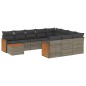 vidaXL Set de sofás de jardín 11 pzas y cojines ratán sintético gris