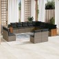 vidaXL Set sofás de jardín con cojines 13 piezas ratán sintético gris vidaXL Set sofás de jardín con cojines 13 piezas ratán sintético gris