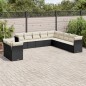vidaXL Set de sofás de jardín 11 pzas y cojines ratán sintético negro vidaXL Set de sofás de jardín 11 pzas y cojines ratán sintético negro