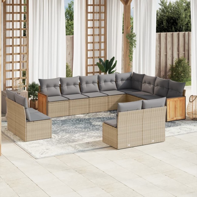 vidaXL Set de sofás de jardín 12 pzas y cojines ratán sintético marrón vidaXL Set de sofás de jardín 12 pzas y cojines ratán sintético marrón