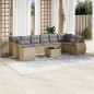 vidaXL Set de sofás de jardín 11pzas con cojines ratán sintético beige vidaXL Set de sofás de jardín 11pzas con cojines ratán sintético beige