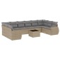 vidaXL Set de sofás de jardín 11pzas con cojines ratán sintético beige vidaXL Set de sofás de jardín 11pzas con cojines ratán sintético beige