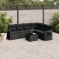vidaXL Set de comedor de jardín 7 pzas y cojines ratán sintético negro