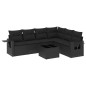 vidaXL Set de comedor de jardín 7 pzas y cojines ratán sintético negro