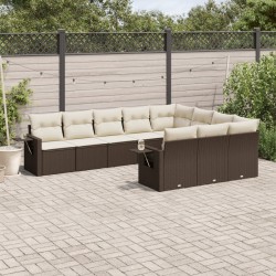 vidaXL Set de sofás de jardín 10 pzas y cojines ratán sintético marrón