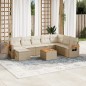 vidaXL Set de sofás de jardín 9 pzas con cojines ratán sintético beige vidaXL Set de sofás de jardín 9 pzas con cojines ratán sintético beige