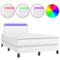 vidaXL Cama box spring colchón y LED cuero sintético blanco 120x200 cm vidaXL Cama box spring colchón y LED cuero sintético blanco 120x200 cm